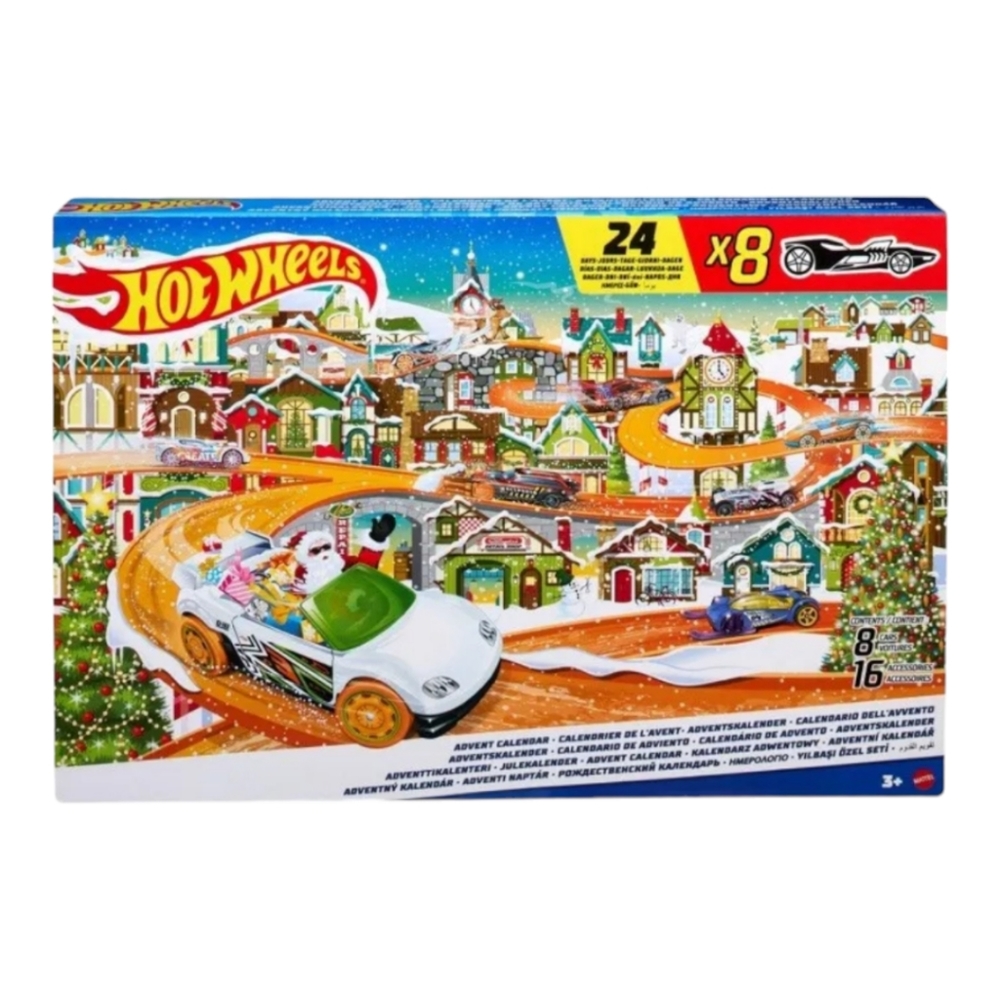 Hot Wheels 2023 Christmas Advent Calendar 8 Toy Car Set W/16 Accessories&Playmat